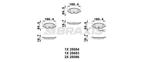 BRAXIS AB0313 Ön Fren Balatası/8V0698151 | Golf 7 Passat B8 A3 Leon Octavia