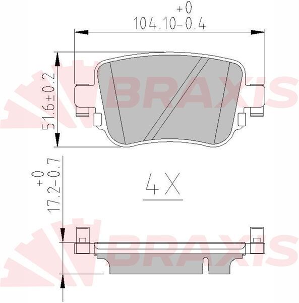 BRAXIS AA0621 Arka Fren Balatası/7N0698451A | Sharan Caddy A1 Q3 Leon Octavia